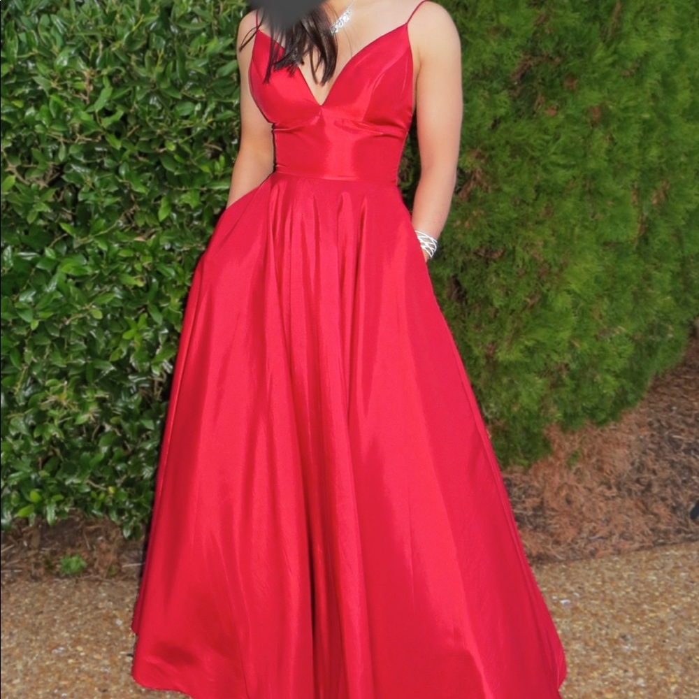 SHERRI HILL RED PROM FORMAL DRESS 51822 ALTERED!!